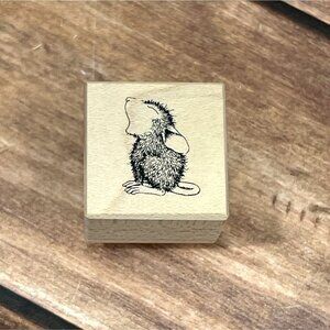 1999 HOUSE MOUSE B352 MONICA WOOD / RUBBER STAMP BY STAMPA ROSA YAWNING MOUSE